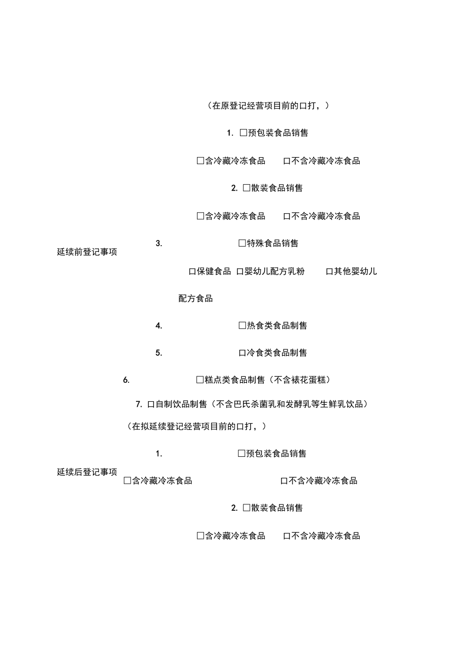 河南省小经营店登记表格模板